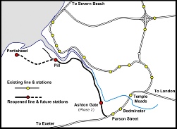 Portishead line reopened map